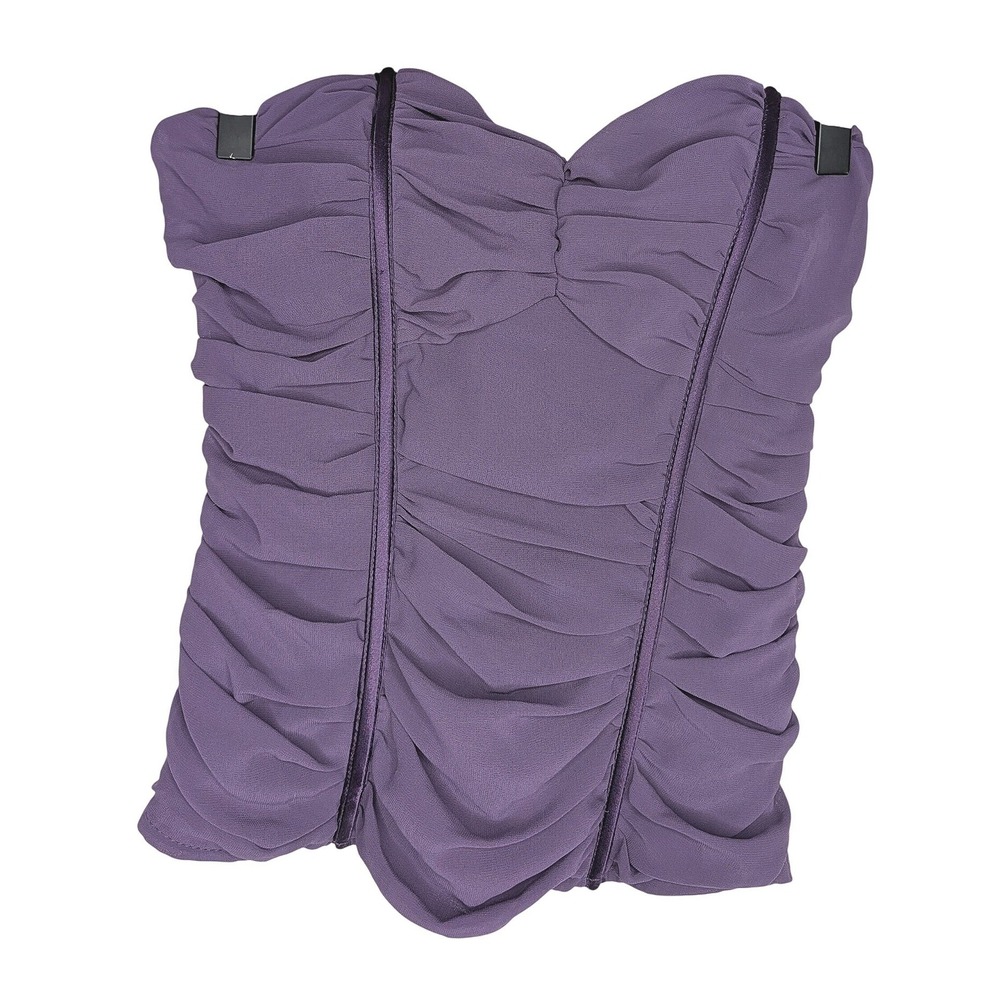 Charlotte‎ Russe Purple Ruched Strapless Corset Top Sweetheart Neckline WE624 M
